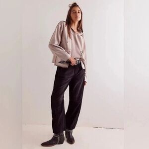 We The Free Black Corduroy Barrel Jeans